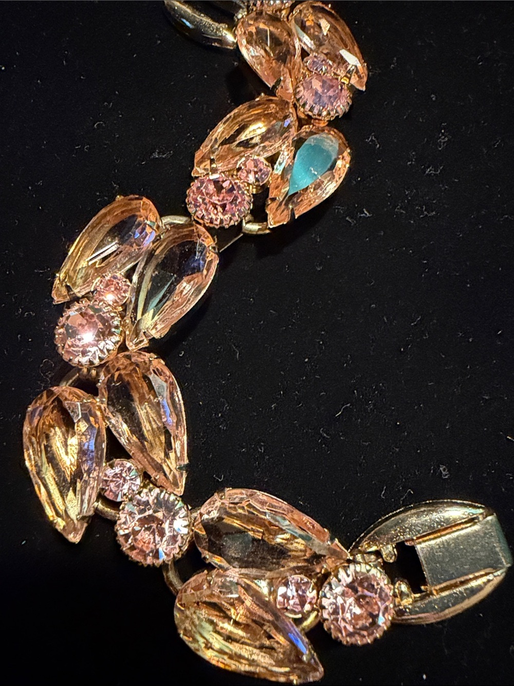 Vintage Verified JULIANA - Five Link Bracelet - Pink Stones and Gold links